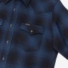 Ultra Heavy Flannel Ombré Check Western Shirt - Navy/Black